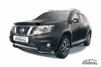 7 199 р. Защита переднего бампера Arbori (черная, 1 труба d57 mm).  Nissan Terrano  D10 (2013-2022) дорестайлинг, рестайлинг  с доставкой в г. Санкт‑Петербург. Увеличить фотографию 1