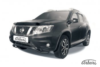 5 939 р. Защита переднего бампера Arbori (волна, черная, 1 труба d57 mm). Nissan Terrano D10 дорестайлинг (2013-2016)  с доставкой в г. Санкт‑Петербург. Увеличить фотографию 1