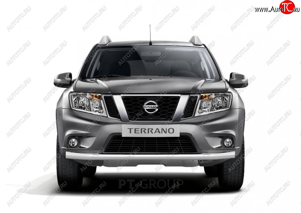 16 449 р. Защита переднего бампера (одинарная, Ø63 мм) Petroil Tuning Nissan Terrano D10 дорестайлинг (2013-2016) (Нержавеющая полированная сталь)  с доставкой в г. Санкт‑Петербург