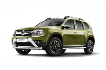 16 449 р. Защита переднего бампера (одинарная, Ø63 мм) Petroil Tuning Renault Duster HS рестайлинг (2015-2021) (Нержавеющая полированная сталь)  с доставкой в г. Санкт‑Петербург. Увеличить фотографию 3