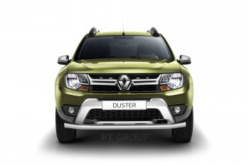 16 449 р. Защита переднего бампера (одинарная, Ø63 мм) Petroil Tuning Renault Duster HS дорестайлинг (2010-2015) (Нержавеющая полированная сталь)  с доставкой в г. Санкт‑Петербург. Увеличить фотографию 4