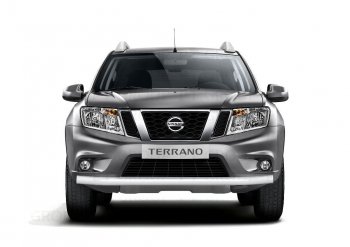 4 299 р. Защита переднего бампера (одинарная, Ø63 мм) Petroil Tuning Nissan Terrano D10 рестайлинг (2016-2022) (Серебристый (Искра))  с доставкой в г. Санкт‑Петербург. Увеличить фотографию 3