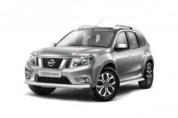 4 299 р. Защита переднего бампера (одинарная, Ø63 мм) Petroil Tuning Nissan Terrano D10 дорестайлинг (2013-2016) (Серебристый (Искра))  с доставкой в г. Санкт‑Петербург. Увеличить фотографию 4