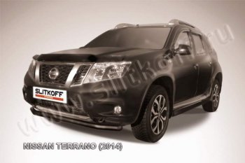 5 899 р. Защита переднего бампер Slitkoff  Nissan Terrano  D10 (2013-2022) (Цвет: серебристый)  с доставкой в г. Санкт‑Петербург. Увеличить фотографию 1