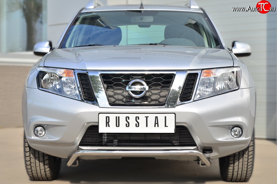 13 699 р. Защита переднего бампера (Ø42 мм волна, нержавейка) SLITKOFF Nissan Terrano D10 рестайлинг (2016-2022)  с доставкой в г. Санкт‑Петербург