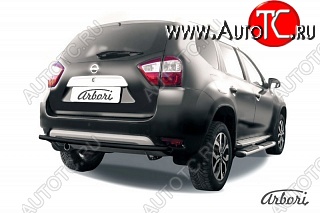 7 019 р. Защита заднего бампера Arbori (черная, 1 труба d42 mm). Nissan Terrano D10 дорестайлинг (2013-2016)  с доставкой в г. Санкт‑Петербург