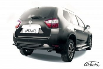 7 019 р. Защита заднего бампера Arbori (черная, 2 трубы d42 mm). Nissan Terrano D10 дорестайлинг (2013-2016)  с доставкой в г. Санкт‑Петербург. Увеличить фотографию 1