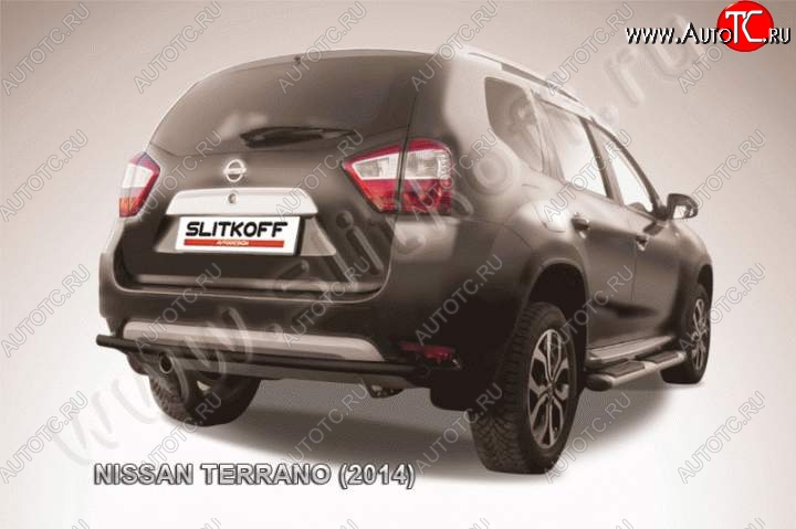 4 599 р. Защита задняя Slitkoff  Nissan Terrano  D10 (2013-2022) дорестайлинг, рестайлинг (Цвет: серебристый)  с доставкой в г. Санкт‑Петербург