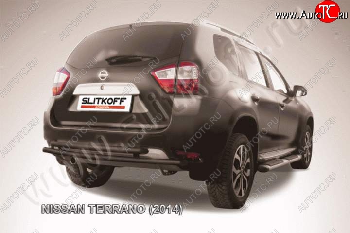 4 999 р. Защита задняя Slitkoff  Nissan Terrano  D10 (2013-2022) дорестайлинг, рестайлинг (Цвет: серебристый)  с доставкой в г. Санкт‑Петербург