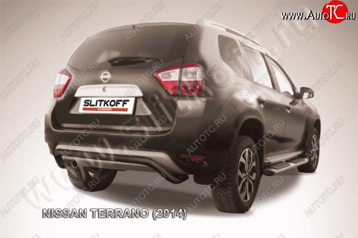 6 349 р. Защита задняя Slitkoff  Nissan Terrano  D10 (2013-2022) дорестайлинг, рестайлинг (Цвет: серебристый)  с доставкой в г. Санкт‑Петербург