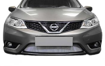 1 469 р. Защитная сетка радиатора Russtal Nissan Tiida 2 хэтчбек C13 дорестайлинг (2015-2016) (Чёрная)  с доставкой в г. Санкт‑Петербург. Увеличить фотографию 1