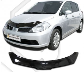 Дефлектор капота CA-Plastic Nissan Tiida 1 хэтчбэк C11 дорестайлинг, Япония (2004-2007)