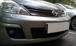 1 839 р. Сетка на бампер Russtal (черная) Nissan Tiida 1 седан C11 рестайлинг (2010-2014)  с доставкой в г. Санкт‑Петербург. Увеличить фотографию 1