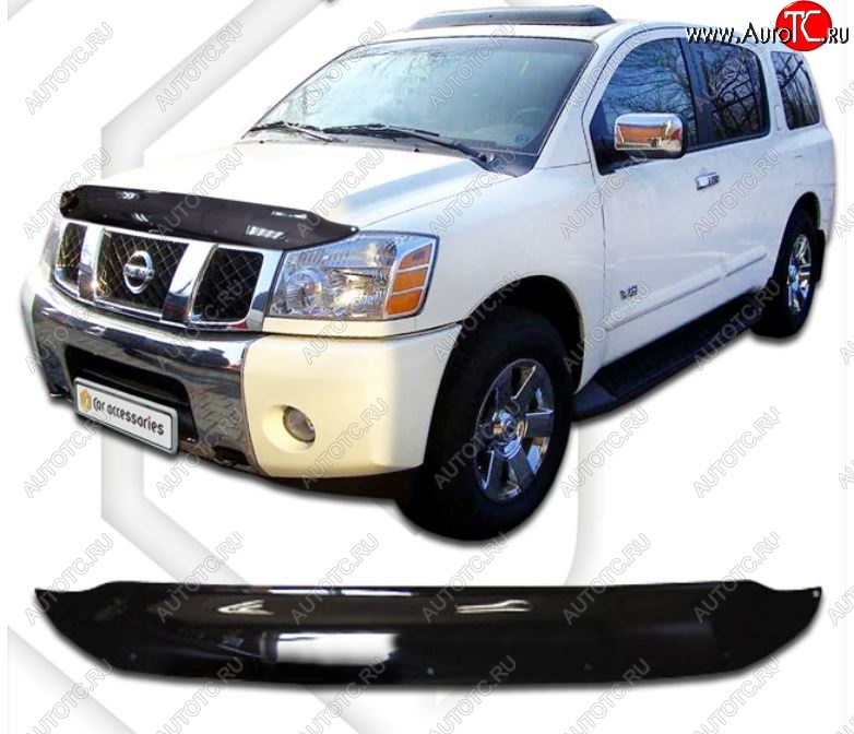 1 999 р. Дефлектор капота CA-Plastiс Nissan titan (2003-2015) (Classic черный, Без надписи)  с доставкой в г. Санкт‑Петербург