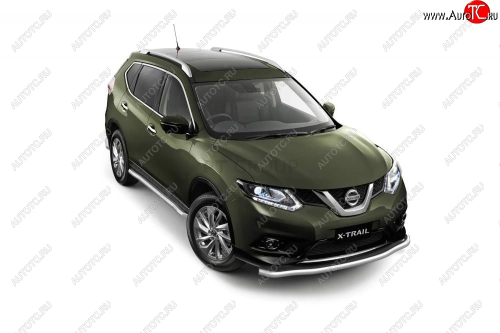 25 699 р. Защита порогов вогнутая из трубы Ø63 Petroil Tuning Nissan X-trail 3 T32 дорестайлинг (2013-2018) (Нержавеющая полированная сталь)  с доставкой в г. Санкт‑Петербург