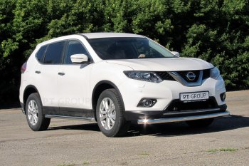 25 699 р. Защита порогов вогнутая из трубы Ø63 Petroil Tuning Nissan X-trail 3 T32 дорестайлинг (2013-2018) (Нержавеющая полированная сталь)  с доставкой в г. Санкт‑Петербург. Увеличить фотографию 3