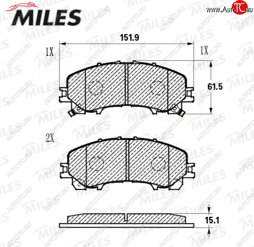 1 769 р. Комплект передних тормозных колодок (керамика) MILES Nissan X-trail 3 T32 рестайлинг (2017-2022)  с доставкой в г. Санкт‑Петербург