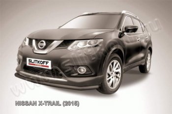 7 249 р. Защита переднего бампер Slitkoff  Nissan X-trail  3 T32 (2013-2018) дорестайлинг (Цвет: серебристый)  с доставкой в г. Санкт‑Петербург. Увеличить фотографию 1