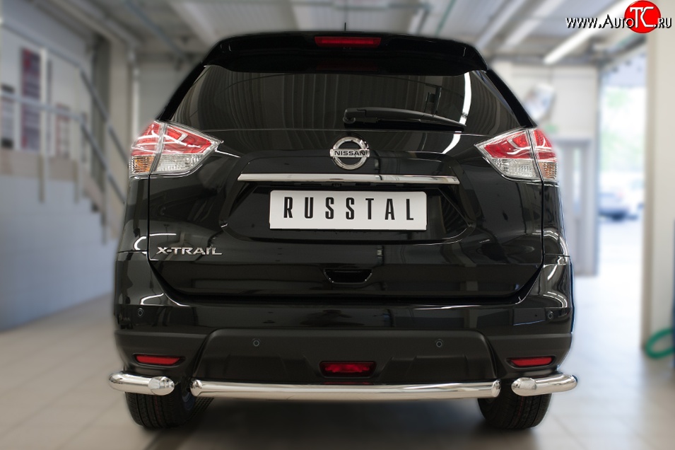 15 999 р. Одинарная защита заднего бампера из трёх труб диаметром 63 мм SLITKOFF Nissan X-trail 3 T32 рестайлинг (2017-2022)  с доставкой в г. Санкт‑Петербург