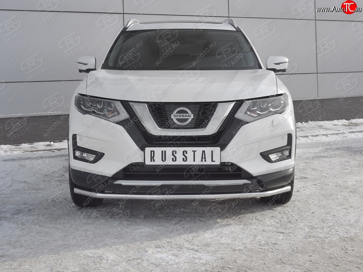 15 249 р. Защита переднего бампера (Ø42 мм, нержавейка) SLITKOFF Nissan X-trail 3 T32 дорестайлинг (2013-2018)  с доставкой в г. Санкт‑Петербург