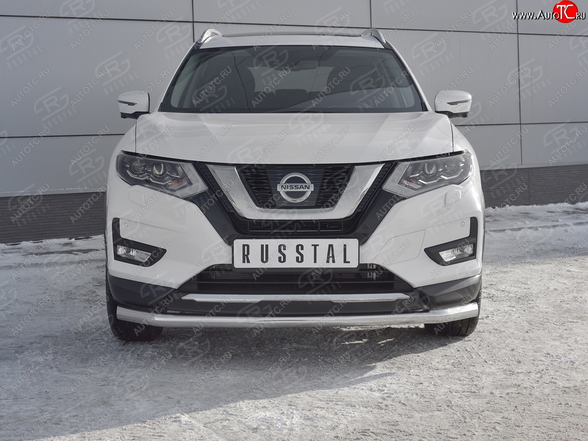 15 699 р. Защита переднего бампера (Ø63 мм, нержавейка) SLITKOFF Nissan X-trail 3 T32 дорестайлинг (2013-2018)  с доставкой в г. Санкт‑Петербург