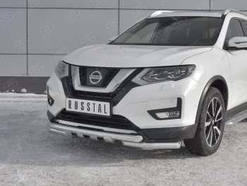 22 599 р. Защита переднего бампера (Ø63 мм с клыками, нержавейка) SLITKOFF Nissan X-trail 3 T32 дорестайлинг (2013-2018)  с доставкой в г. Санкт‑Петербург. Увеличить фотографию 4