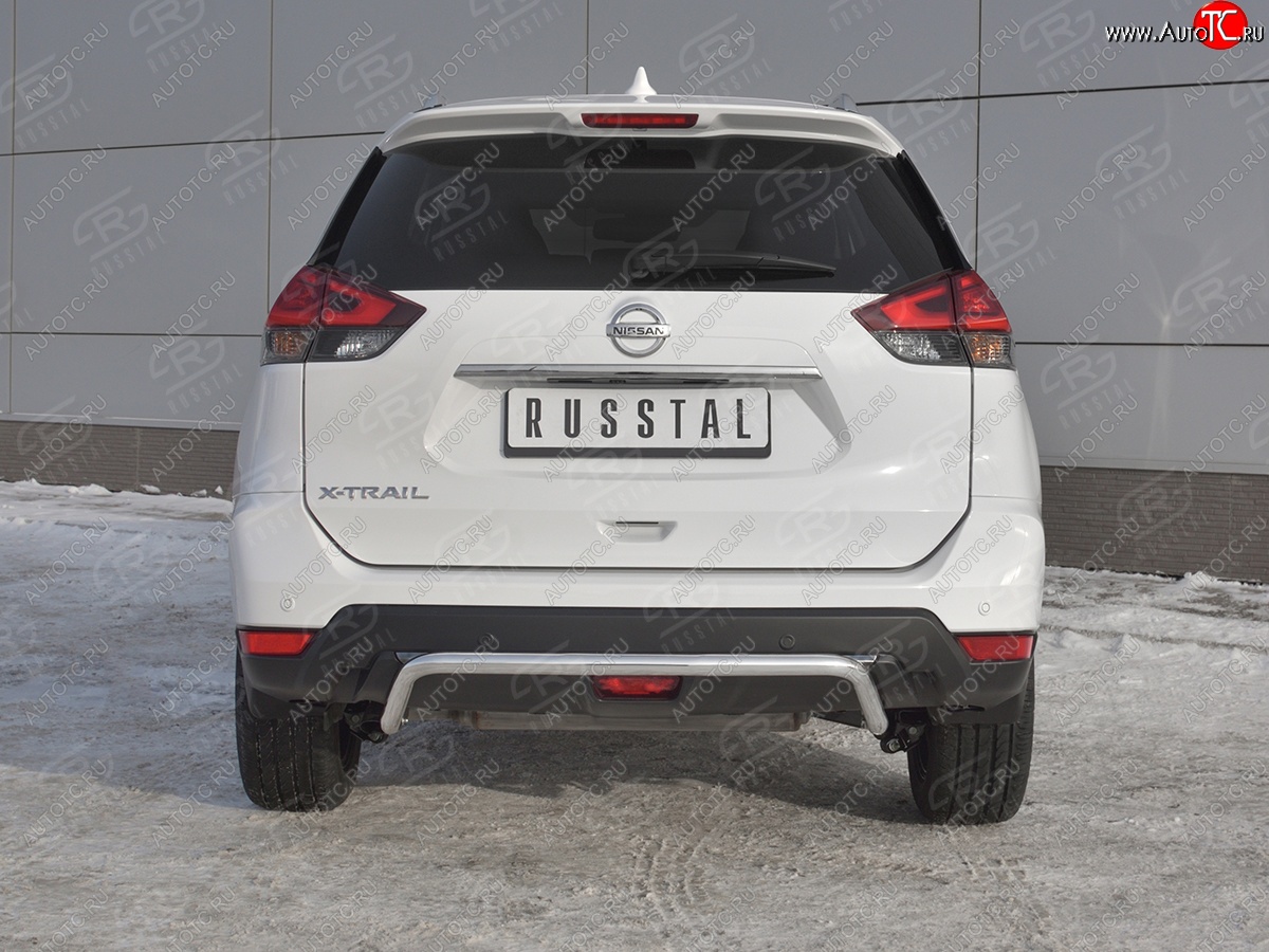 10 399 р. Защита заднего бампера (Ø42 мм волна, нержавейка) Russtal Nissan X-trail 3 T32 рестайлинг (2017-2022)  с доставкой в г. Санкт‑Петербург