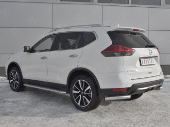 16 699 р. Защита заднего бампера (Ø63 мм уголки, нержавейка) SLITKOFF Nissan X-trail 3 T32 рестайлинг (2017-2022)  с доставкой в г. Санкт‑Петербург. Увеличить фотографию 2