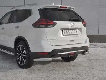 16 699 р. Защита заднего бампера (Ø63 мм уголки, нержавейка) SLITKOFF Nissan X-trail 3 T32 рестайлинг (2017-2022)  с доставкой в г. Санкт‑Петербург. Увеличить фотографию 4