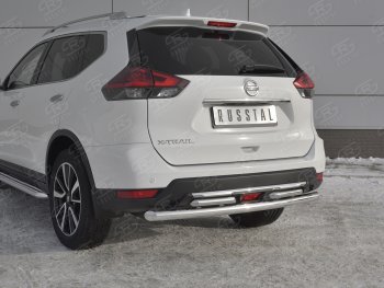 18 449 р. Защита заднего бампера (Ø63 и 42 мм , нержавейка) RUSSTAL Nissan X-trail 3 T32 рестайлинг (2017-2022)  с доставкой в г. Санкт‑Петербург. Увеличить фотографию 4