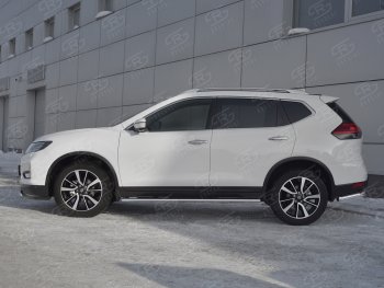 15 299 р. Защита порогов (Ø75x42 мм с проступью) Russtal Nissan X-trail 3 T32 рестайлинг (2017-2022)  с доставкой в г. Санкт‑Петербург. Увеличить фотографию 2