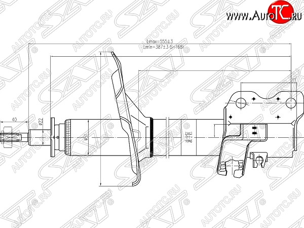 3 479 р. Правый амортизатор передний SAT  Nissan X-trail  1 T30 (2000-2003) дорестайлинг  с доставкой в г. Санкт‑Петербург