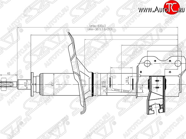 3 389 р. Правый амортизатор задний SAT  Nissan X-trail  1 T30 (2000-2003) дорестайлинг  с доставкой в г. Санкт‑Петербург