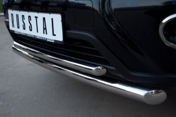 12 499 р. Защита переднего бампера (2 трубы Ø63 и 42 мм, нержавейка) Russtal  Nissan X-trail  2 T31 (2010-2015) рестайлинг  с доставкой в г. Санкт‑Петербург. Увеличить фотографию 1