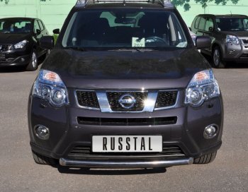 11 999 р. Защита переднего бампера (Ø63 мм короткая, нержавейка) Russtal Nissan X-trail 2 T31 рестайлинг (2010-2015)  с доставкой в г. Санкт‑Петербург. Увеличить фотографию 1