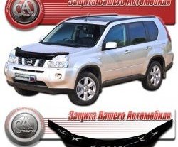 2 199 р. Дефлектор капота CA Plastic  Nissan X-trail  2 T31 (2007-2011) (Classic черный, Без надписи)  с доставкой в г. Санкт‑Петербург. Увеличить фотографию 1