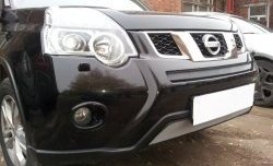 1 999 р. Средняя сетка на бампер Russtal (хром) Nissan X-trail 2 T31 рестайлинг (2010-2015)  с доставкой в г. Санкт‑Петербург. Увеличить фотографию 1