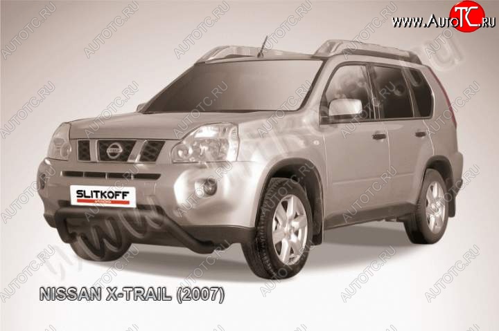 17 999 р. Кенгурятник d76 низкий мини  Nissan X-trail  2 T31 (2007-2011) (Цвет: серебристый)  с доставкой в г. Санкт‑Петербург