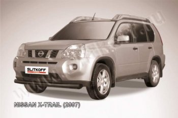 8 199 р. Защита переднего бампера из трубы d76 Slitkoff  Nissan X-trail  2 T31 (2007-2011) дорестайлинг (Цвет: серебристый)  с доставкой в г. Санкт‑Петербург. Увеличить фотографию 1