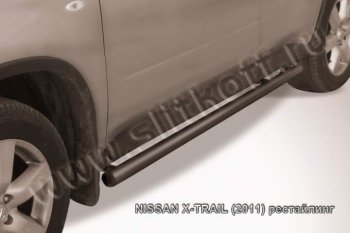 8 549 р. Защита порогов Slitkoff  Nissan X-trail  2 T31 (2007-2011) дорестайлинг (Цвет: серебристый)  с доставкой в г. Санкт‑Петербург. Увеличить фотографию 1