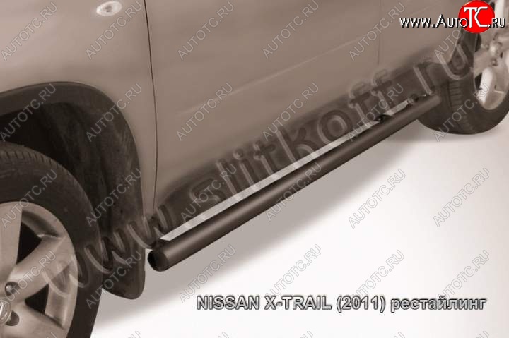 8 549 р. Защита порогов Slitkoff  Nissan X-trail  2 T31 (2007-2011) дорестайлинг (Цвет: серебристый)  с доставкой в г. Санкт‑Петербург