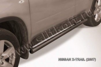 8 549 р. Защита порогов Slitkoff  Nissan X-trail  2 T31 (2007-2011) дорестайлинг (Цвет: серебристый)  с доставкой в г. Санкт‑Петербург. Увеличить фотографию 1