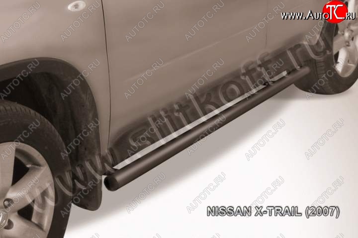 8 549 р. Защита порогов Slitkoff  Nissan X-trail  2 T31 (2007-2011) дорестайлинг (Цвет: серебристый)  с доставкой в г. Санкт‑Петербург