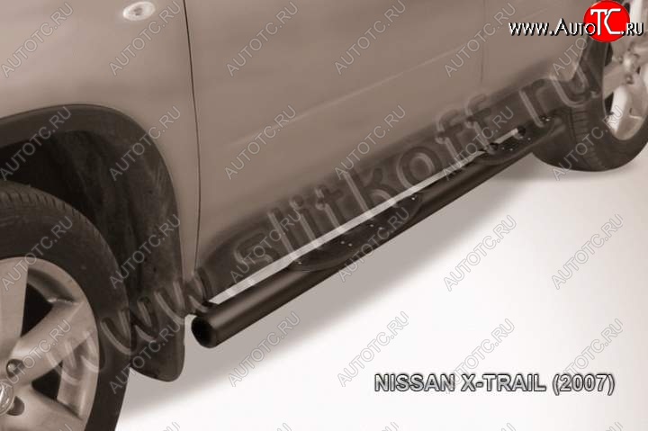 10 749 р. Защита порогов Slitkoff  Nissan X-trail  2 T31 (2007-2011) дорестайлинг (Цвет: серебристый)  с доставкой в г. Санкт‑Петербург