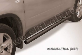 9 199 р. Защита порогов Slitkoff  Nissan X-trail  2 T31 (2007-2011) дорестайлинг (Цвет: серебристый)  с доставкой в г. Санкт‑Петербург. Увеличить фотографию 1