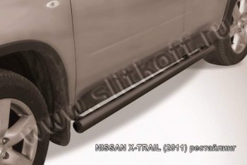 9 199 р. Защита порогов Slitkoff  Nissan X-trail  2 T31 (2007-2011) дорестайлинг (Цвет: серебристый)  с доставкой в г. Санкт‑Петербург. Увеличить фотографию 1