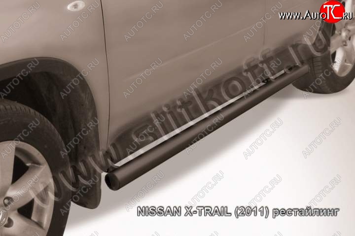 9 199 р. Защита порогов Slitkoff  Nissan X-trail  2 T31 (2007-2011) дорестайлинг (Цвет: серебристый)  с доставкой в г. Санкт‑Петербург