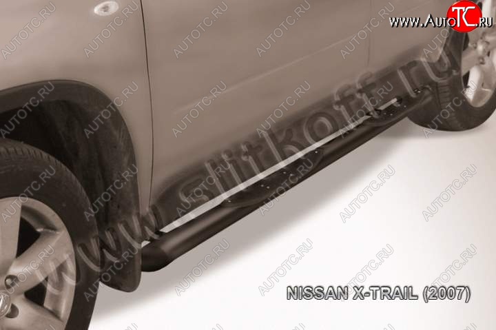 9 399 р. Пороги d76 с проступями со скосами  Nissan X-trail  2 T31 (2007-2011) дорестайлинг (Цвет: серебристый)  с доставкой в г. Санкт‑Петербург