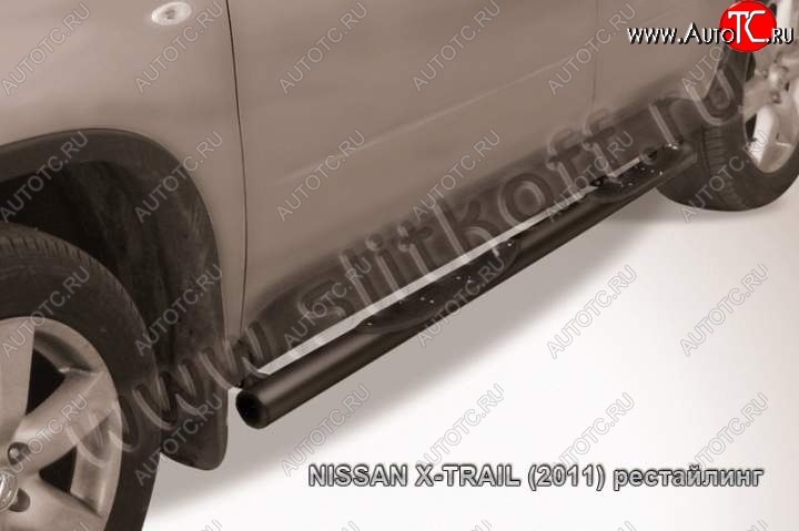 10 749 р. Защита порогов Slitkoff  Nissan X-trail  2 T31 (2007-2011) дорестайлинг (Цвет: серебристый)  с доставкой в г. Санкт‑Петербург