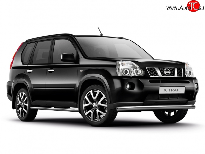 8 199 р. Широкая защита порогов Petroil Tuning Nissan X-trail 2 T31 дорестайлинг (2007-2011)  с доставкой в г. Санкт‑Петербург